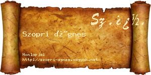 Szopri Ágnes névjegykártya